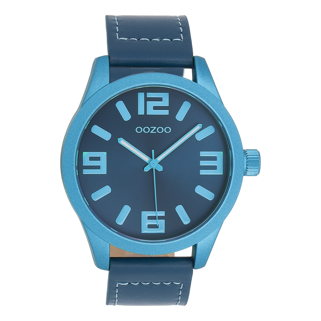 Blue watch with dark blue leather strap – C0913