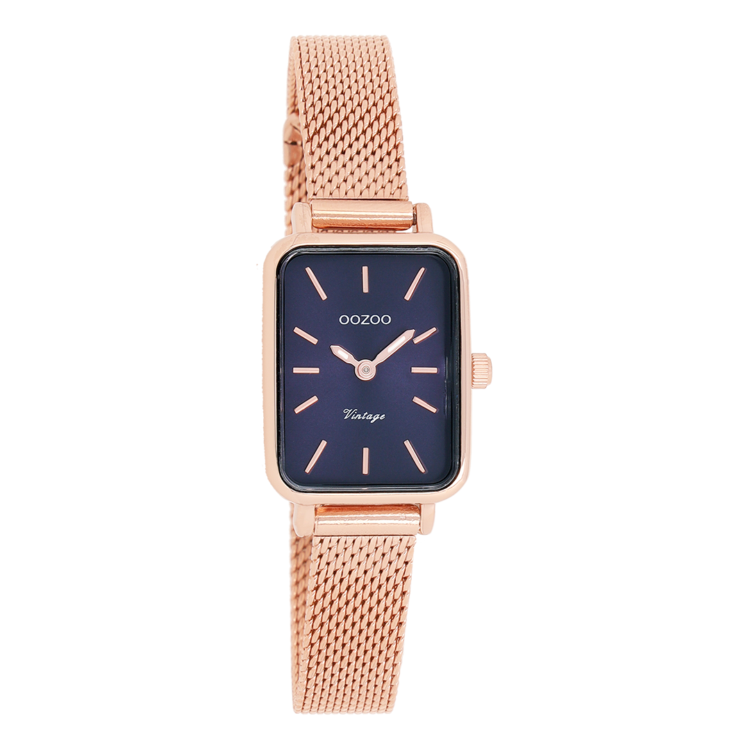 Rose gold coloured OOZOO watch with metal mesh bracelet - C10976