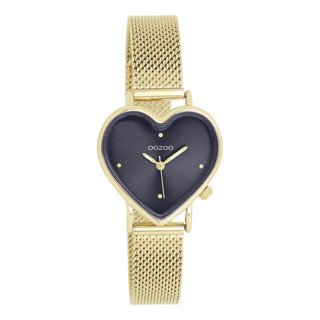 Gold coloured OOZOO watch with metal mesh bracelet - C11446