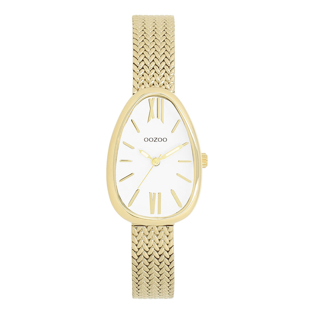 Gold coloured OOZOO watch with metal v-mesh bracelet - C11641