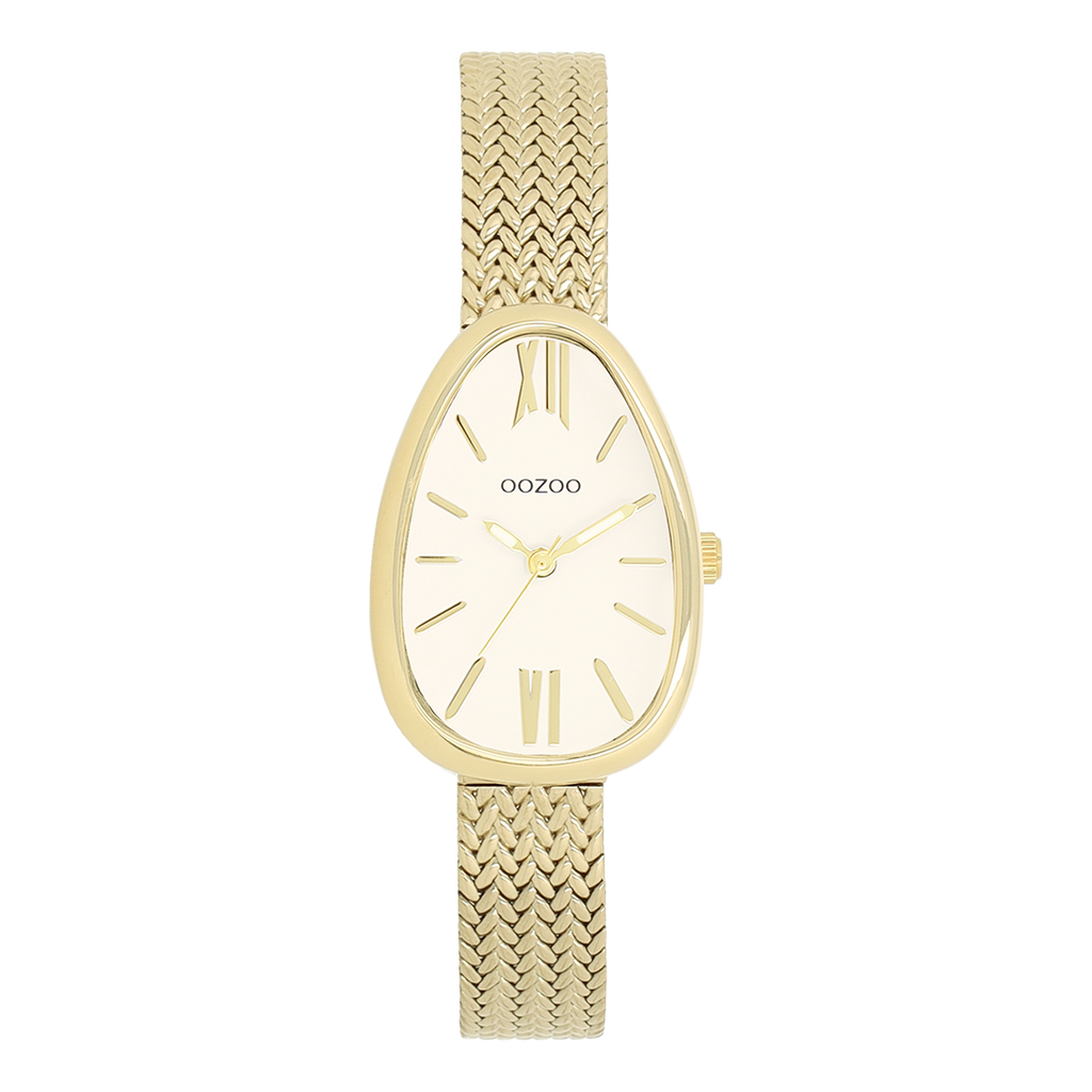 Gold coloured OOZOO watch with metal v-mesh bracelet - C11642