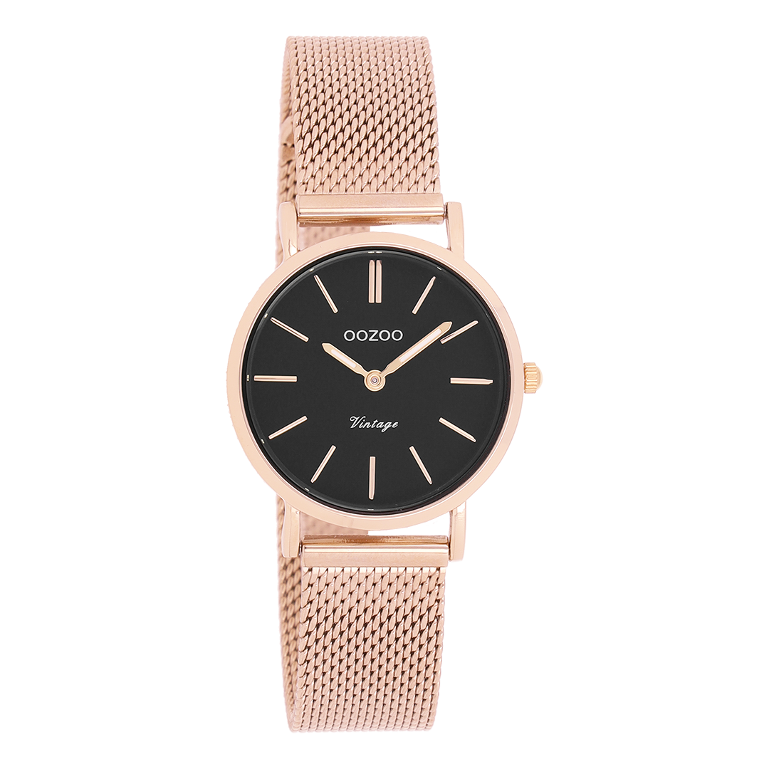 Rose gold coloured OOZOO watch with metal mesh bracelet - C20234