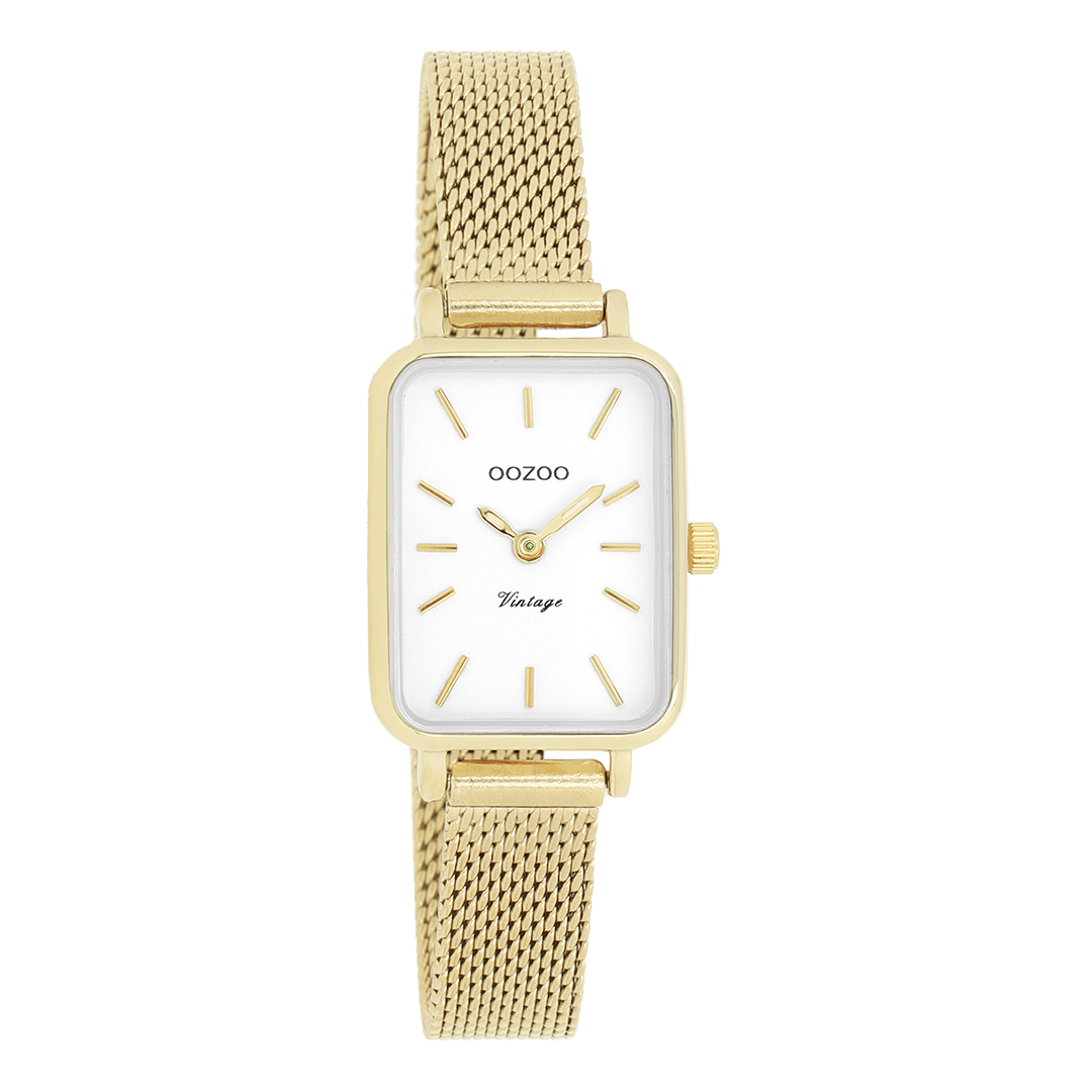Gold coloured OOZOO watch with metal mesh bracelet - C20268