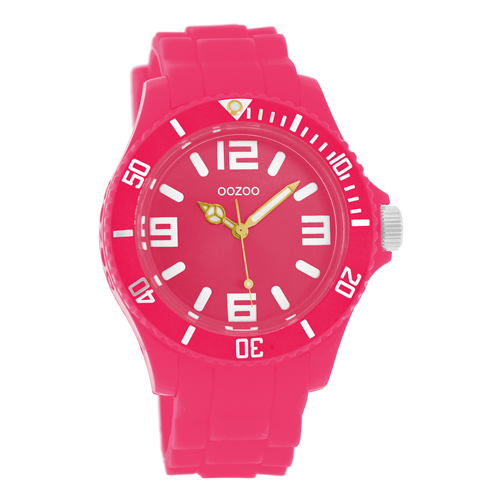 Fluo pink OOZOO watch with rubber strap - C4282
