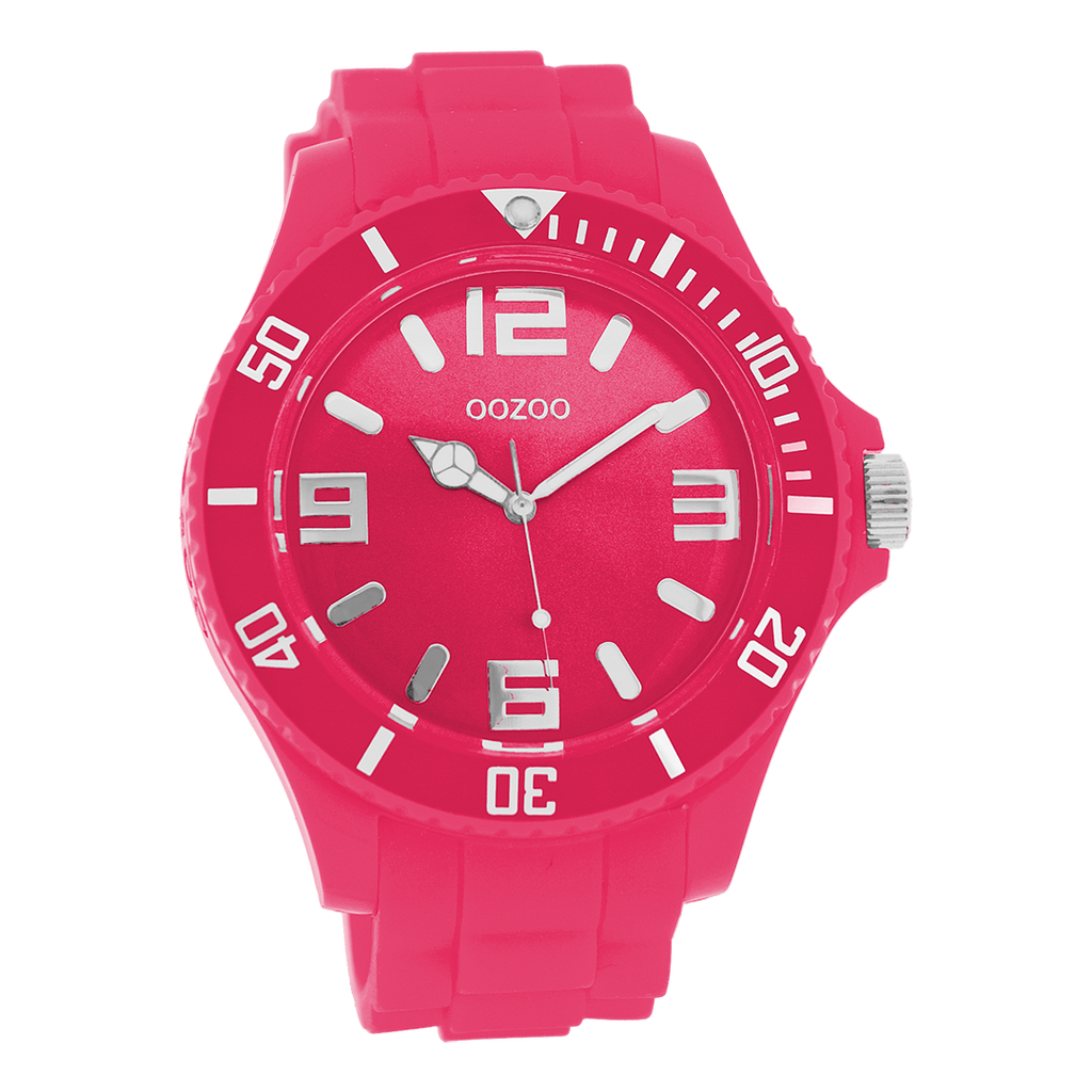 Fluo pink OOZOO watch with rubber strap - C4334