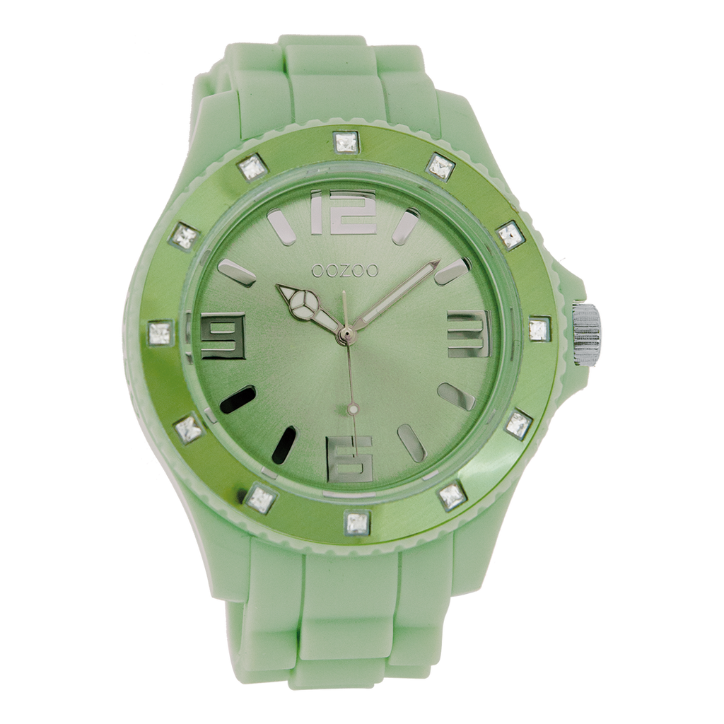 Jade green OOZOO watch with rubber strap - C4339