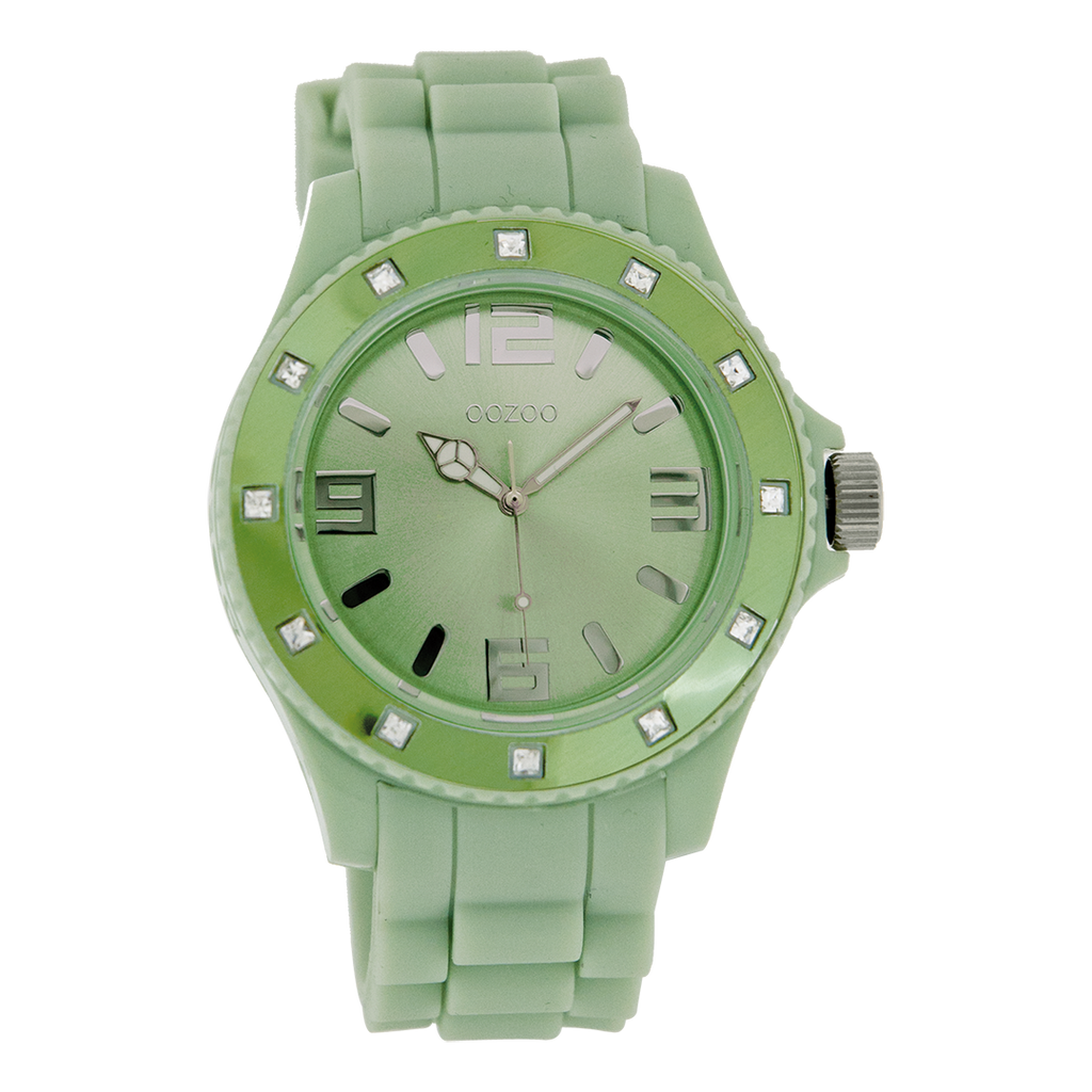 Jade green OOZOO watch with rubber strap - C4359