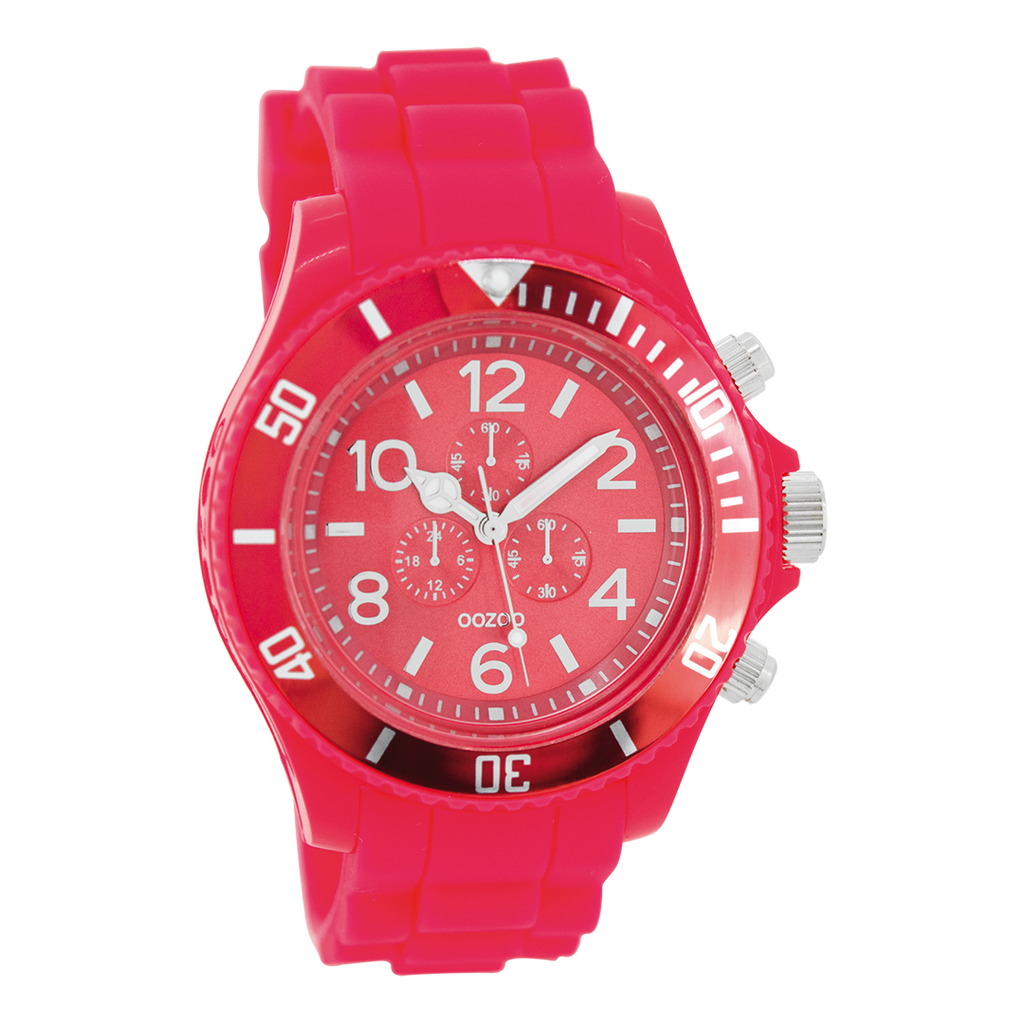 Fluo pink OOZOO watch with rubber strap - C4837