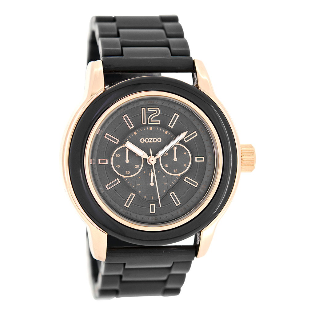 Rose gold coloured OOZOO watch with grey plastic watch strap - C4943