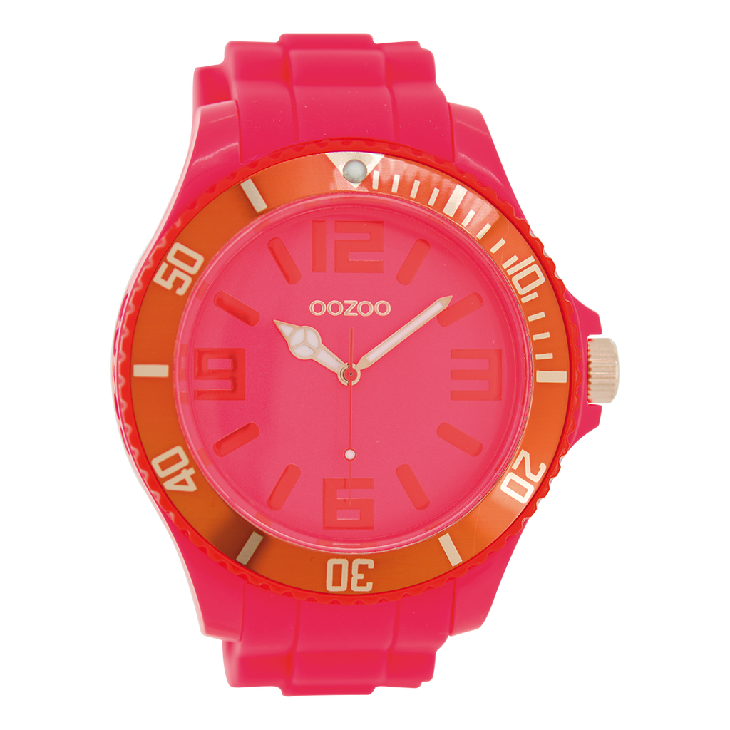 Fluo pink OOZOO watch with rubber strap - C5838