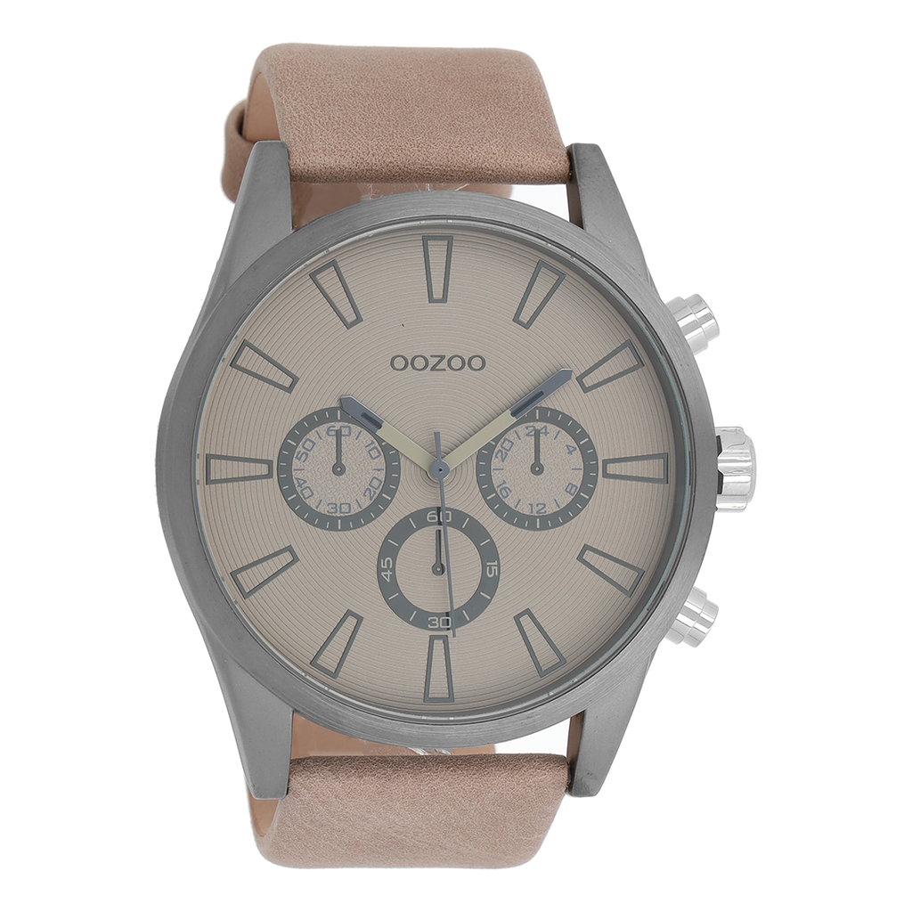Titanium OOZOO watch with beige leather strap - C8200