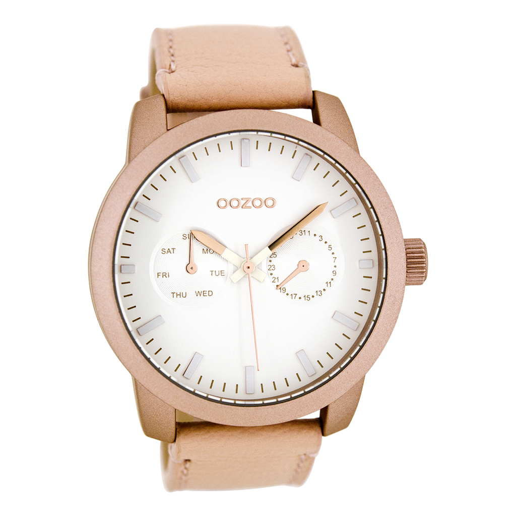 Powder pink OOZOO watch with leather strap - C8256