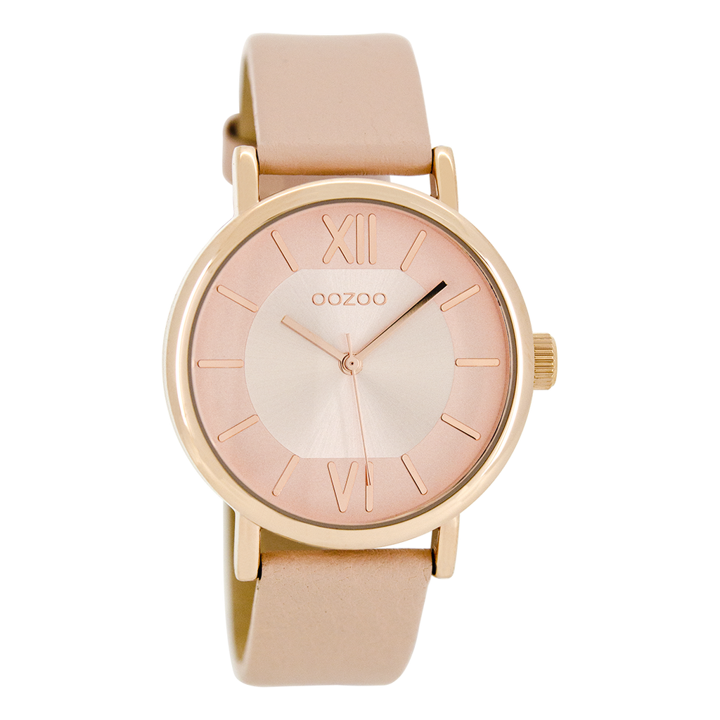 Rose gold coloured OOZOO watch with powder pink leather strap - C8322