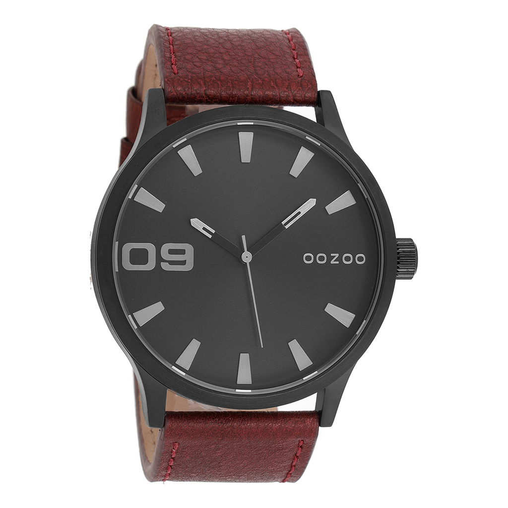 Black OOZOO watch with brown leather strap - C8532