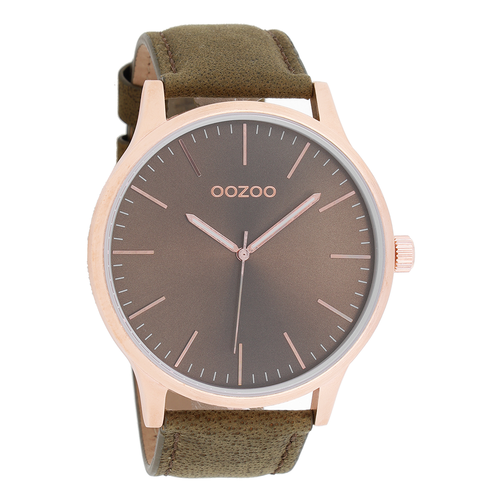 Rose gold coloured OOZOO watch with brown leather strap - C8538