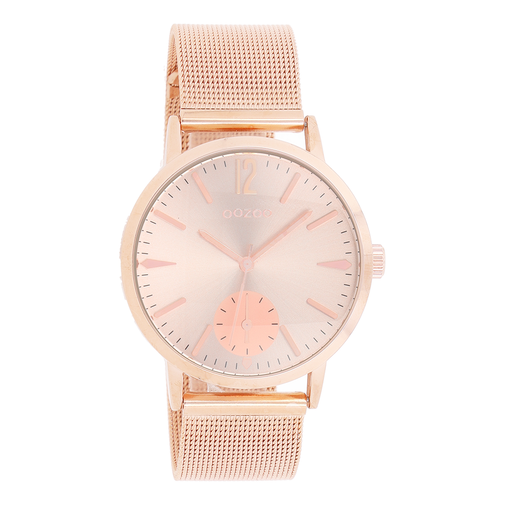 Rose gold coloured OOZOO watch with metal mesh bracelet - C8619