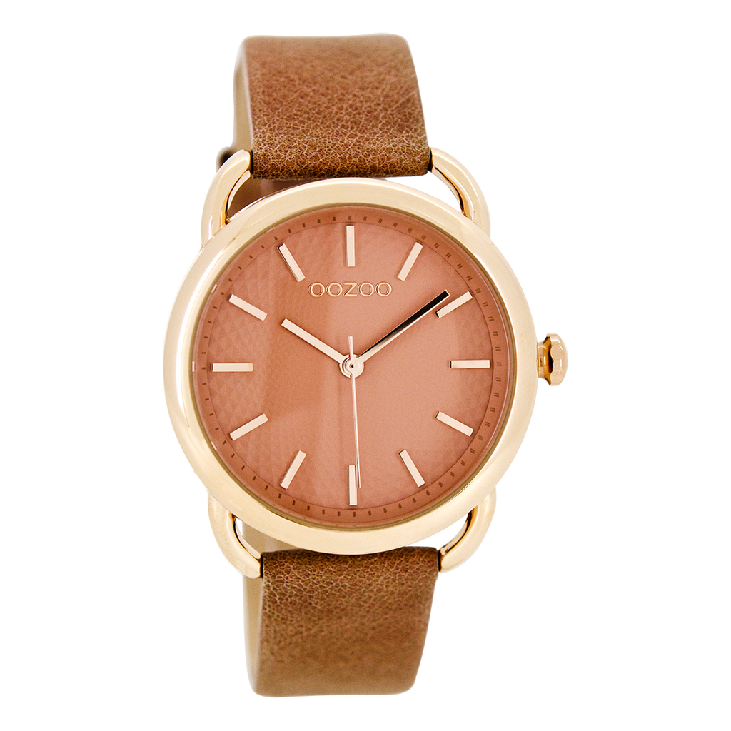Rose gold coloured OOZOO watch with soft pink leather strap - C8718
