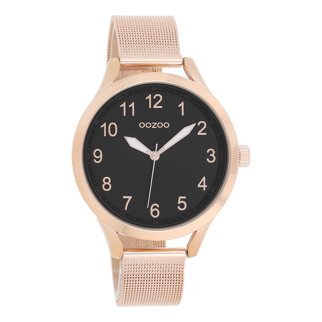 Rose gold coloured OOZOO watch with metal mesh bracelet - C9119
