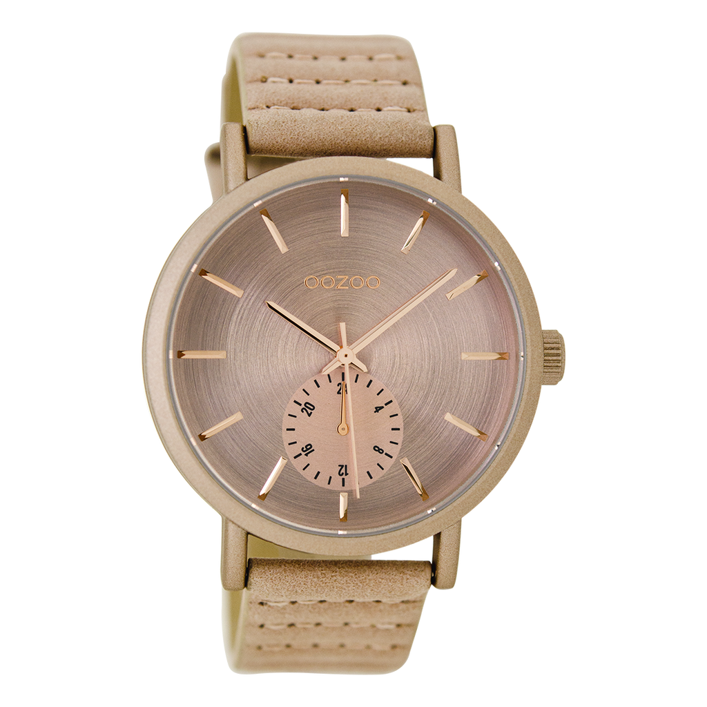Pink grey OOZOO watch with leather strap - C9186