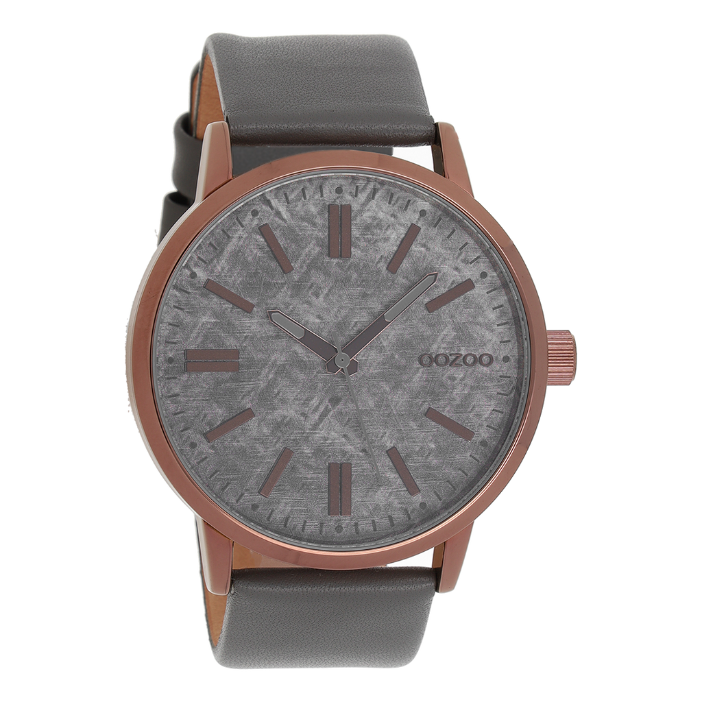 Brown OOZOO watch with elephant grey leather strap - C9408