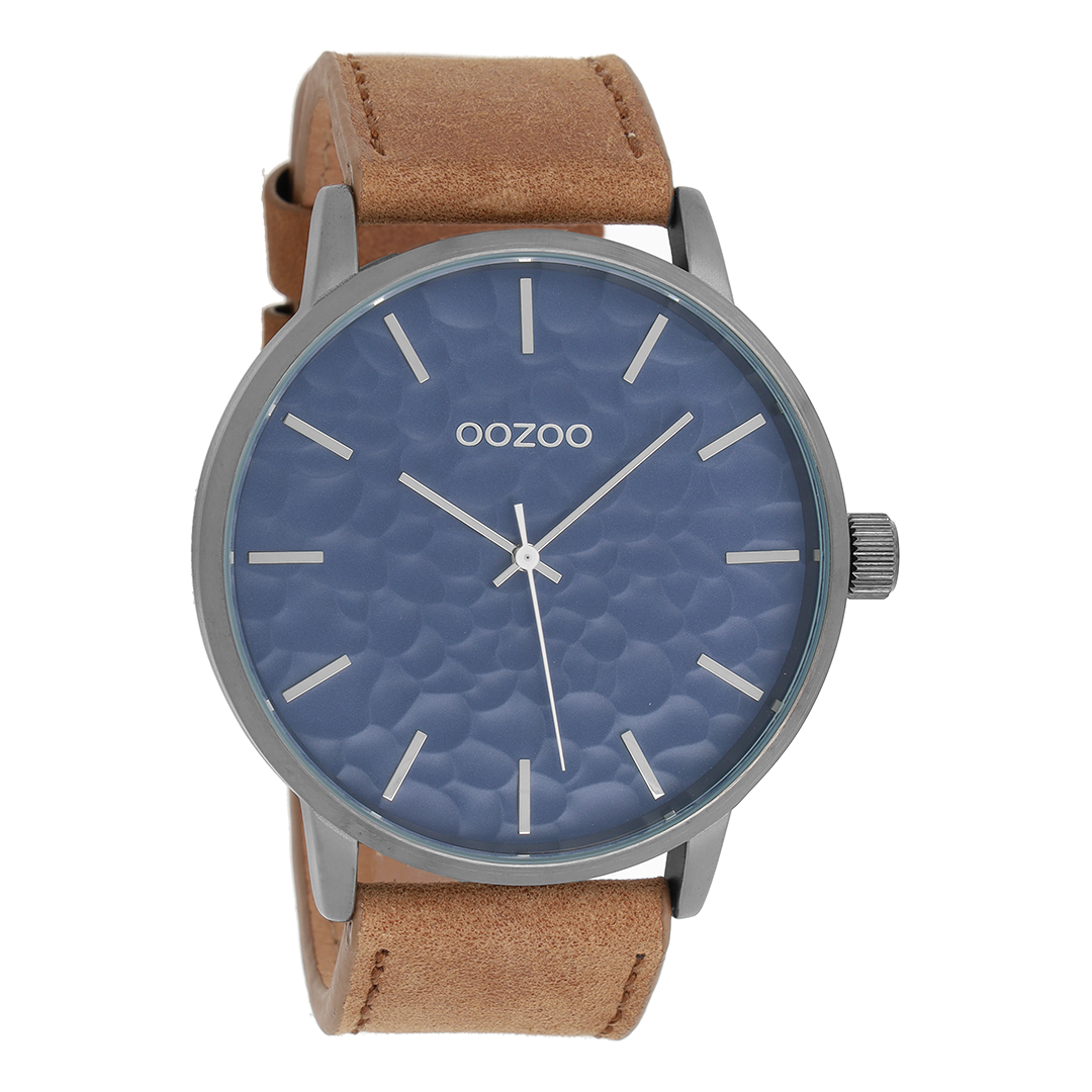 OOZOO Montre en noir avec bracelet en cuir en sable - C9442