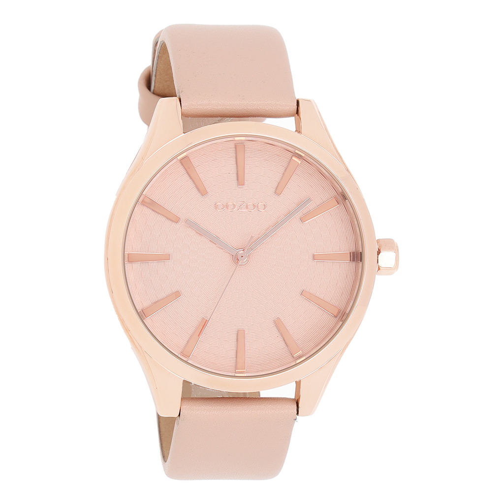 Rose gold coloured OOZOO watch with powder pink leather strap - C9686