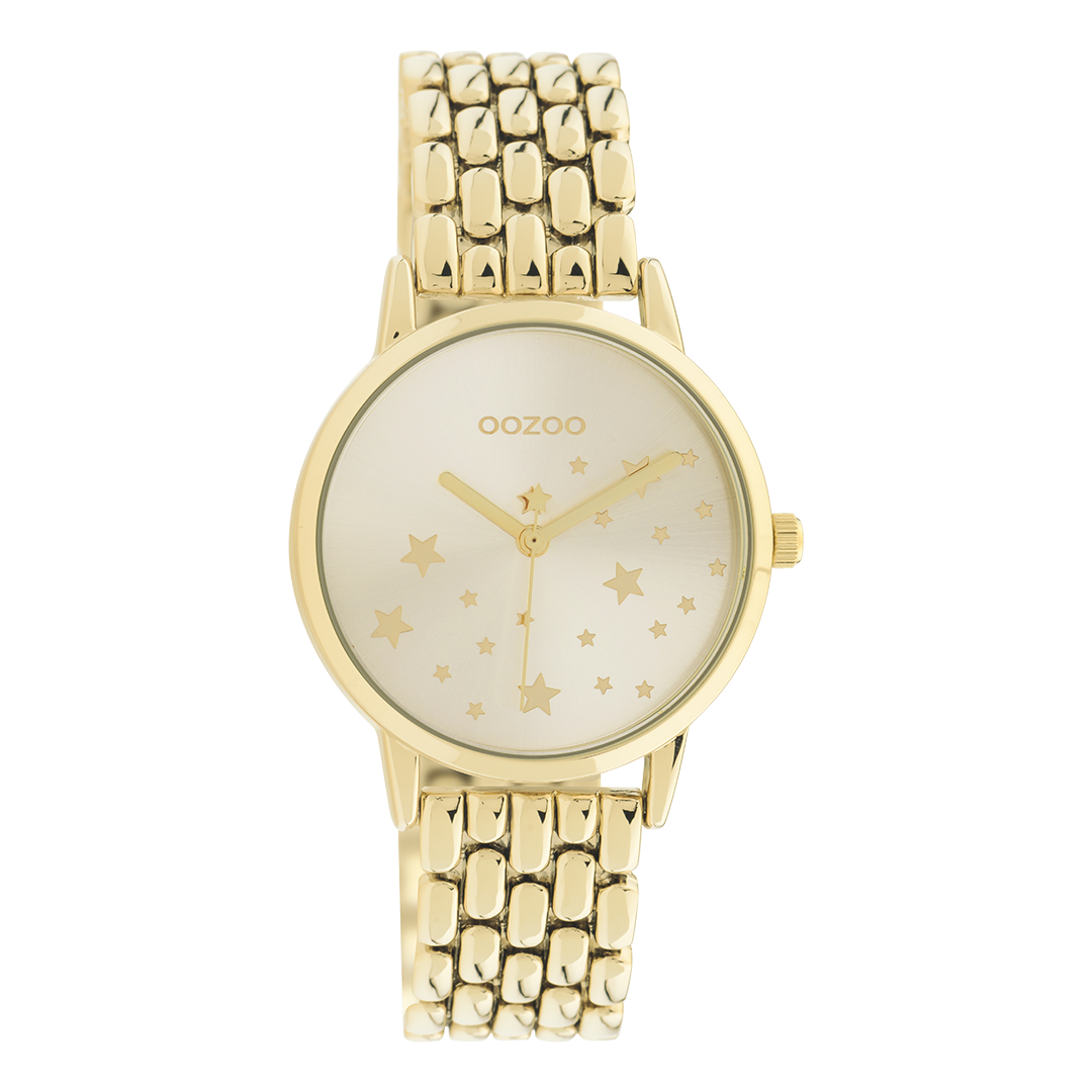 OOZOO Montre en couleur or avec bracelet en acier inoxydable en couleur or - C11028