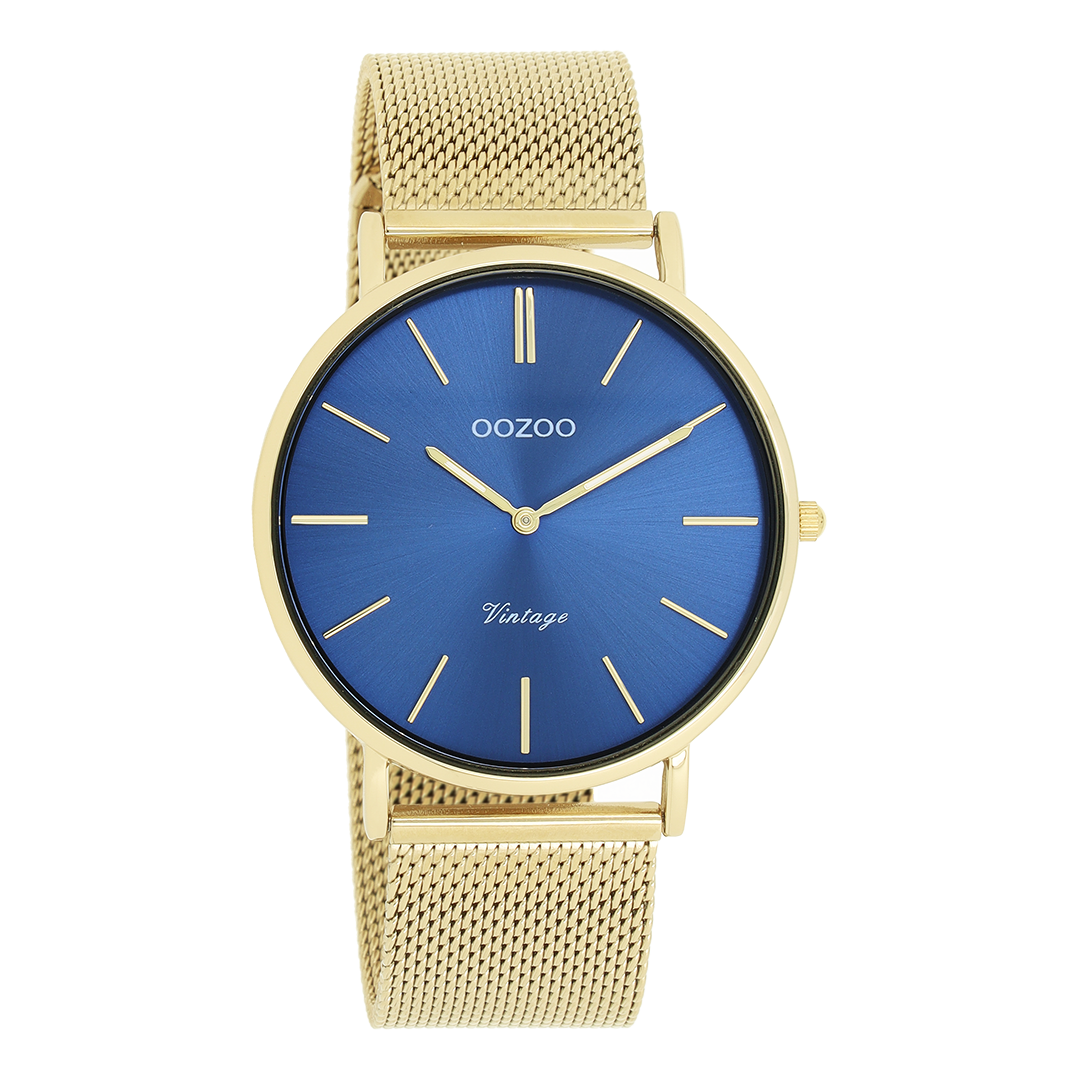Gold coloured OOZOO watch with gold coloured metal mesh bracelet C20290