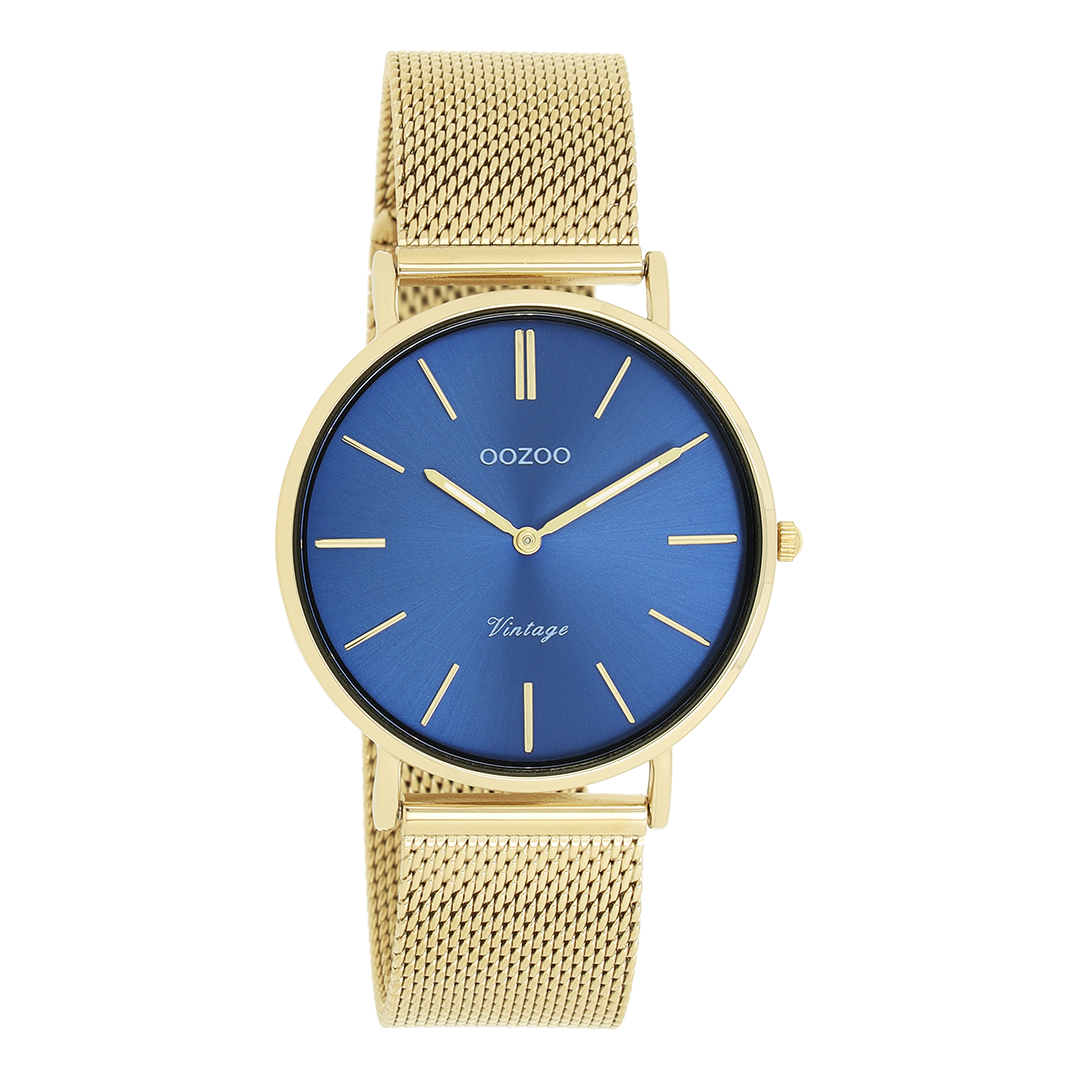 Gold coloured OOZOO watch with metal mesh bracelet - C20291