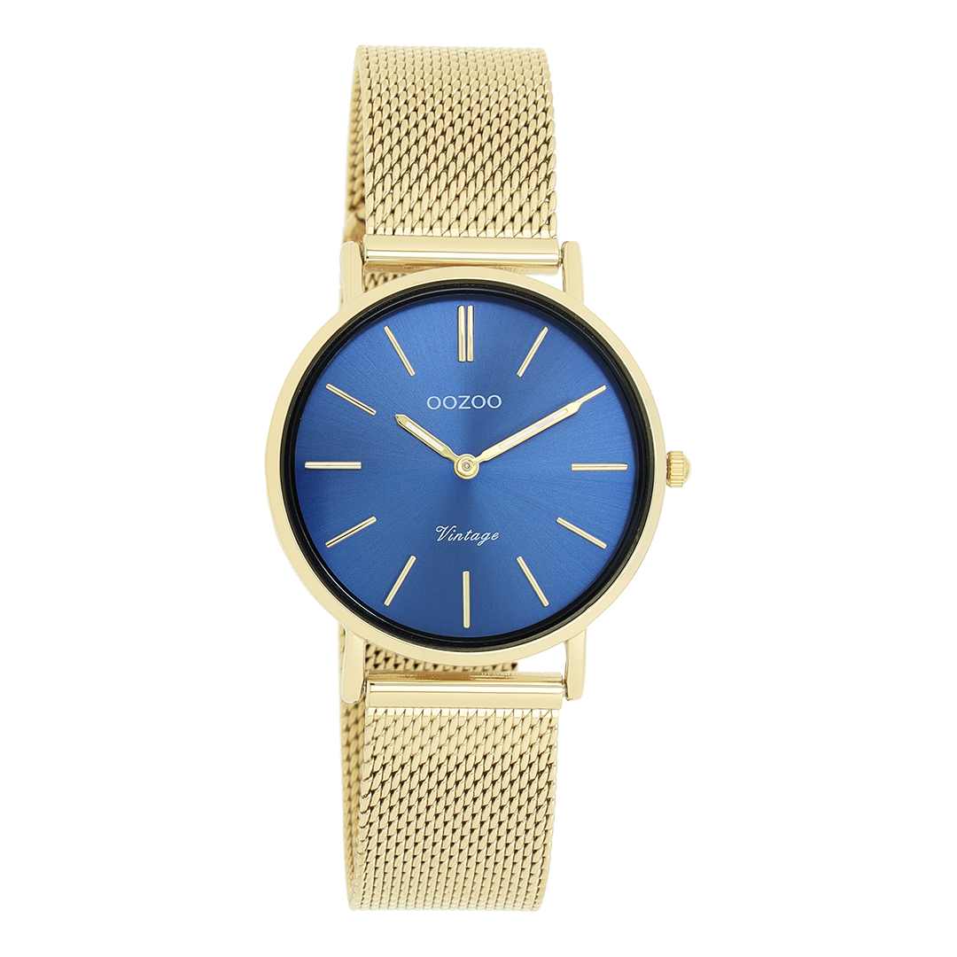 Gold coloured OOZOO watch with metal mesh bracelet - C20292