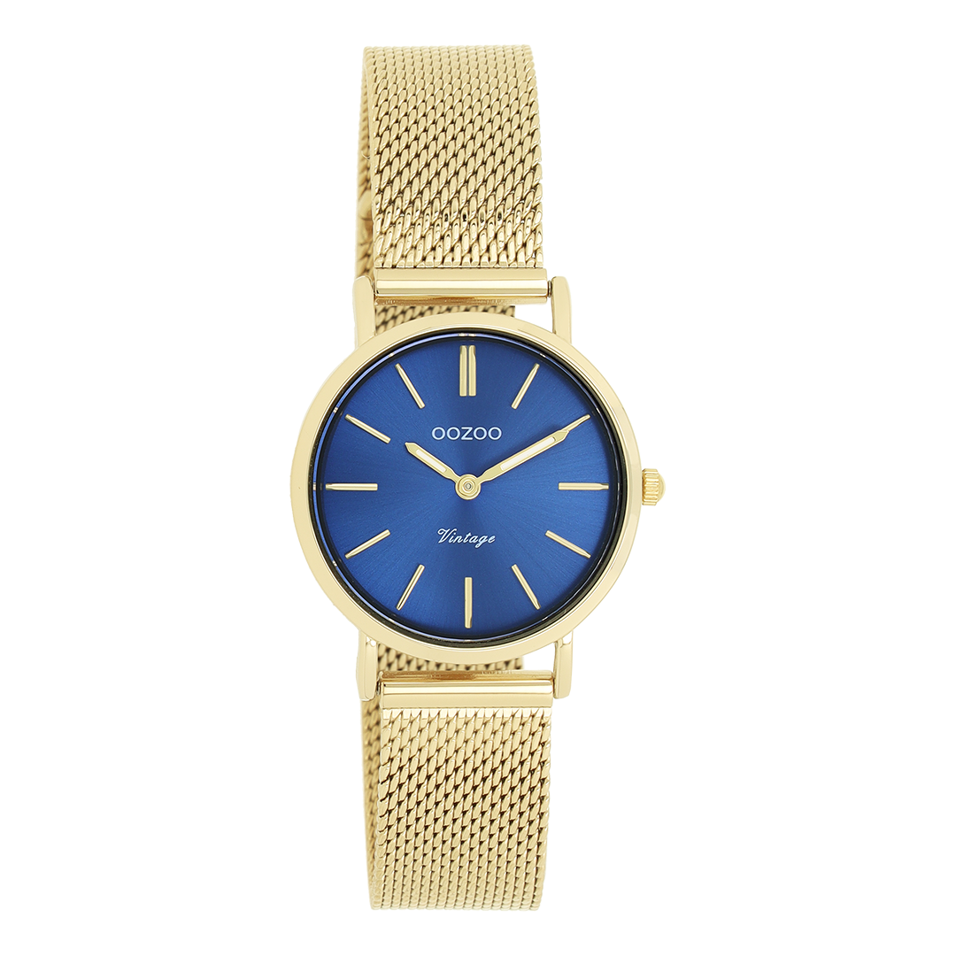 Gold coloured OOZOO watch with metal mesh bracelet - C20293