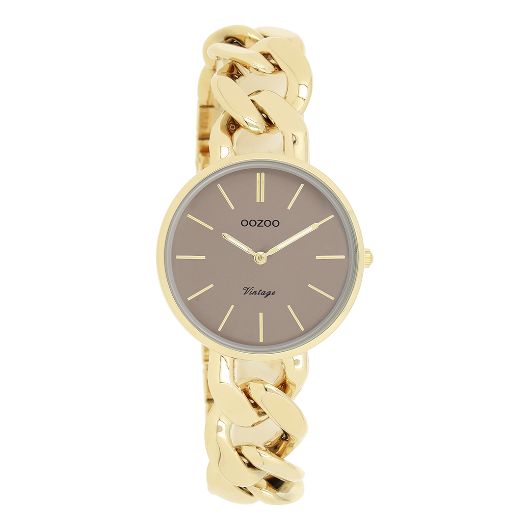 Gold coloured OOZOO watch with chunky chain bracelet - C20358