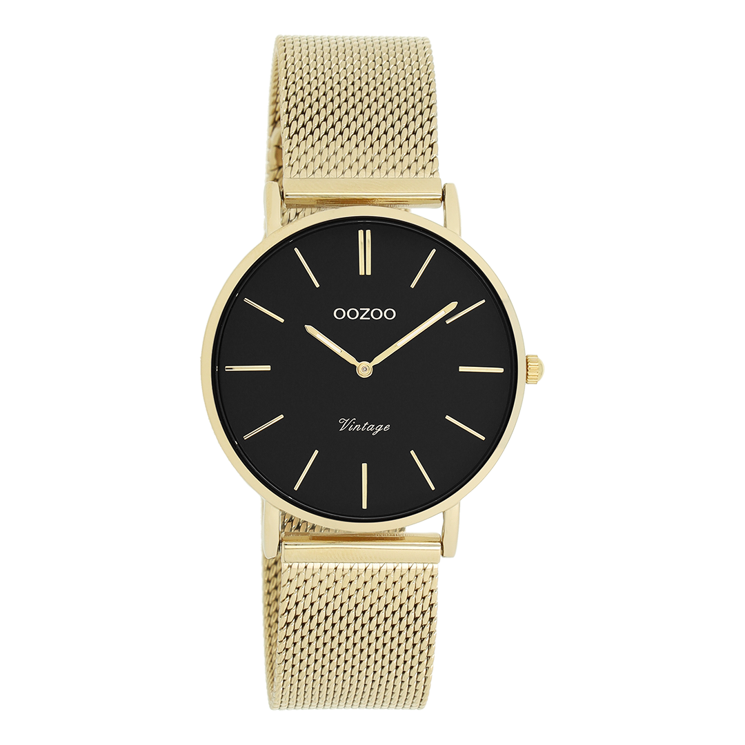 Gold coloured OOZOO watch with metal mesh bracelet - C9915